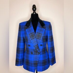 Kasper Blue and Black Checkered Blazer